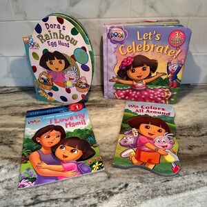 Dora the Explorer BOOK LOT Let’s Celebrate, Colors All Around I Love Mami Easter